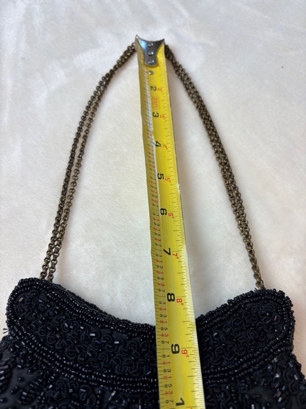 Vintage Black Beaded Evening Handbag - Fabulous w/Chain - Picture 11 of 13